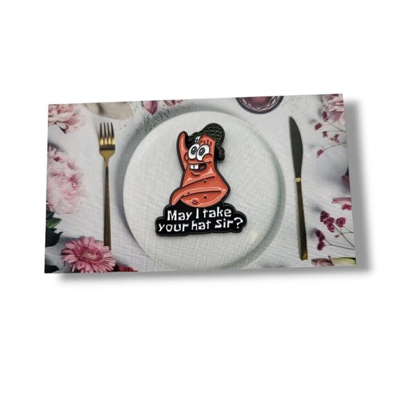 Spongebob SquarePants Patrick Star "May I take your hat Sir?" Brooch/Pin - Picture 3 of 7